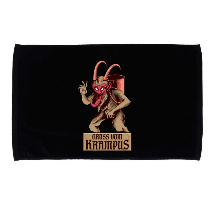 Greetings From The Krampus Evil Frohe Krampus Christmas Demon Microfiber Hand Towel