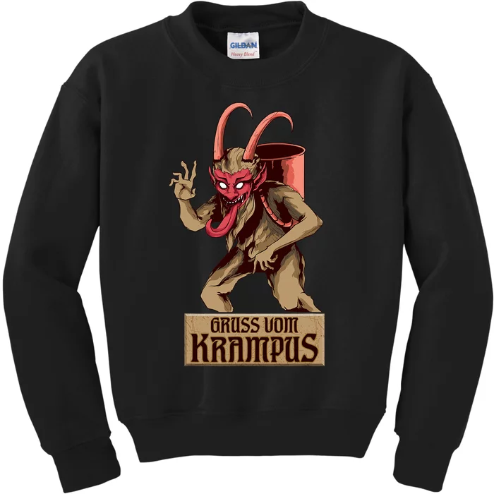 Greetings From The Krampus Evil Frohe Krampus Christmas Demon Kids Sweatshirt