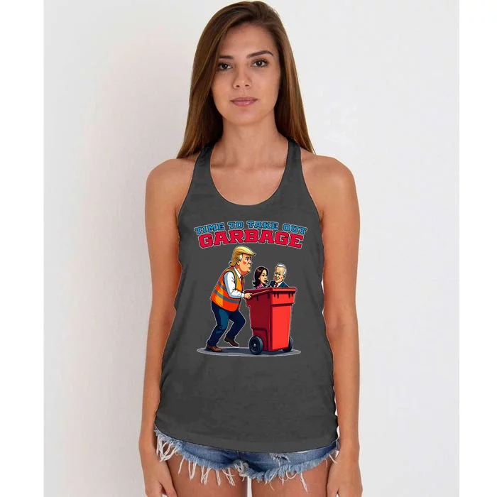 Garbage For Trump Maga And Mgga 2024 Women's Knotted Racerback Tank