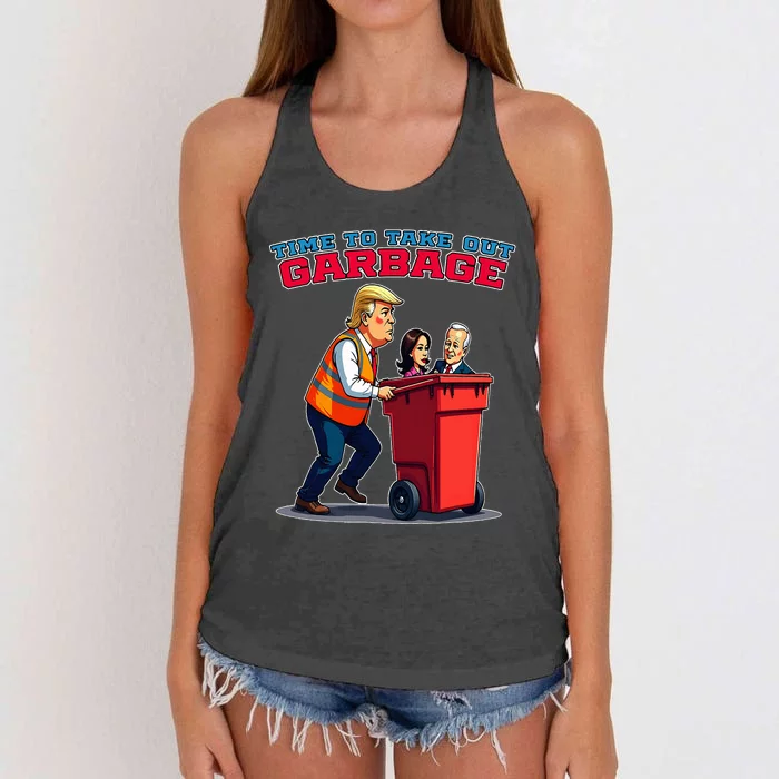 Garbage For Trump Maga And Mgga 2024 Women's Knotted Racerback Tank