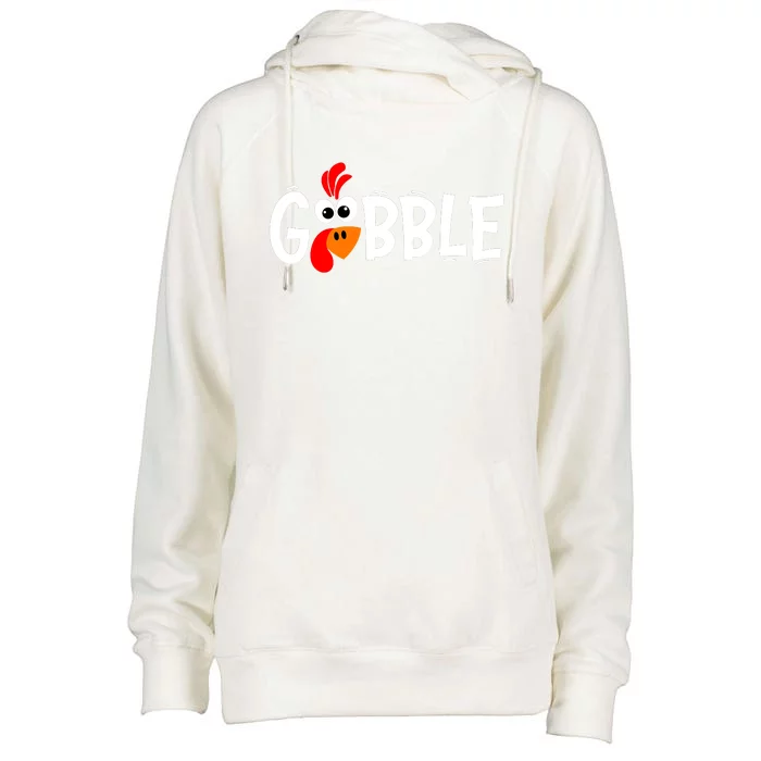 Gobble Funny Turkey Pilgrim Thanksgiving Boys Womens Funnel Neck Pullover Hood