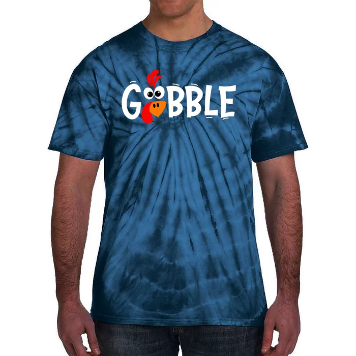 Gobble Funny Turkey Pilgrim Thanksgiving Boys Tie-Dye T-Shirt