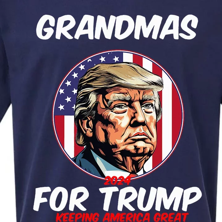 Grandmas For Trump Keeping America Great President 2024 Sueded Cloud Jersey T-Shirt