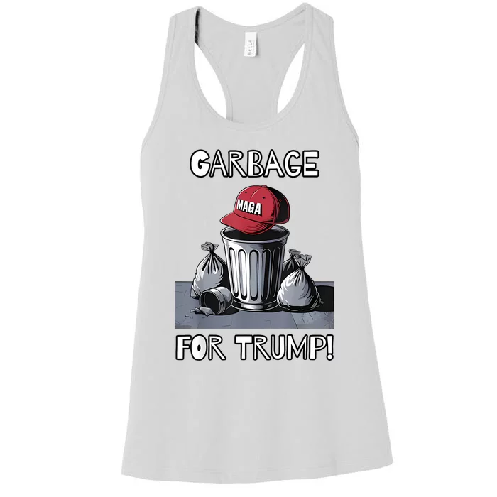 Garbage For Trump Maga Hat Trash Can Women's Racerback Tank