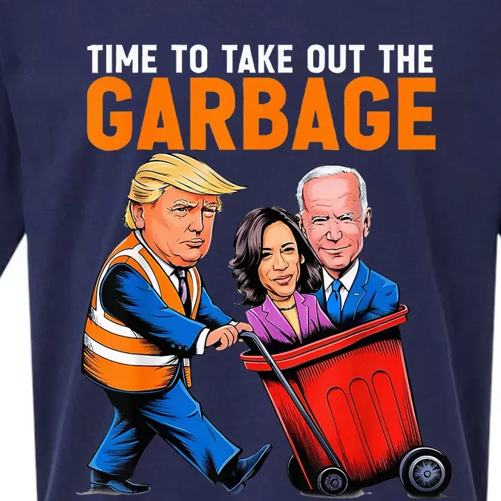 Garbage For Trump 2024 Funny Time To Take Out Garbage Biden Sueded Cloud Jersey T-Shirt