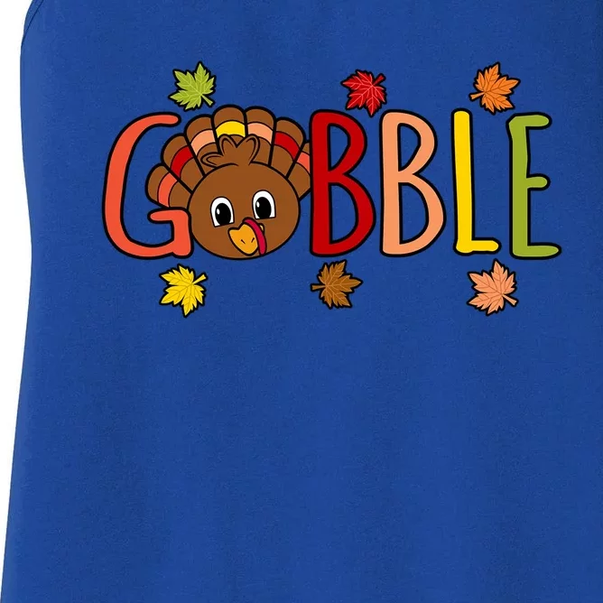 Gobble Funny Turkey Thanksgiving Family Graphic Funny Gift Women's Racerback Tank