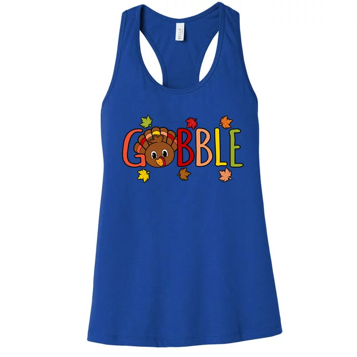 Gobble Funny Turkey Thanksgiving Family Graphic Funny Gift Women's Racerback Tank