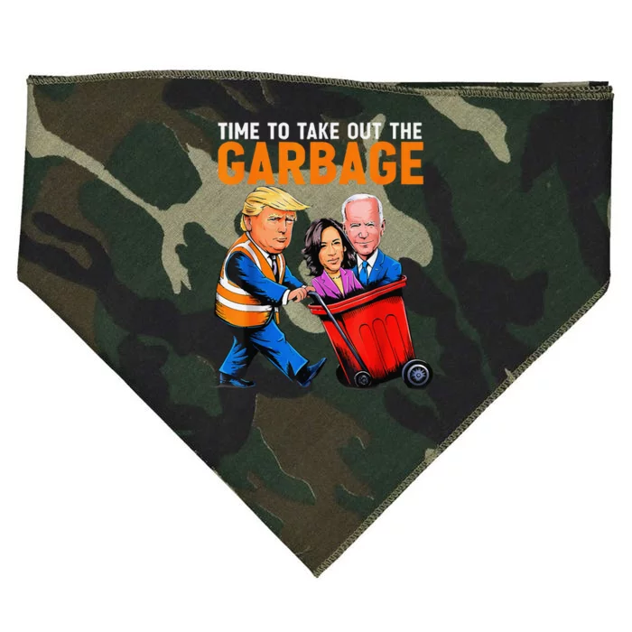 Garbage For Trump 2024 Funny Time To Take Out Garbage Biden USA-Made Doggie Bandana