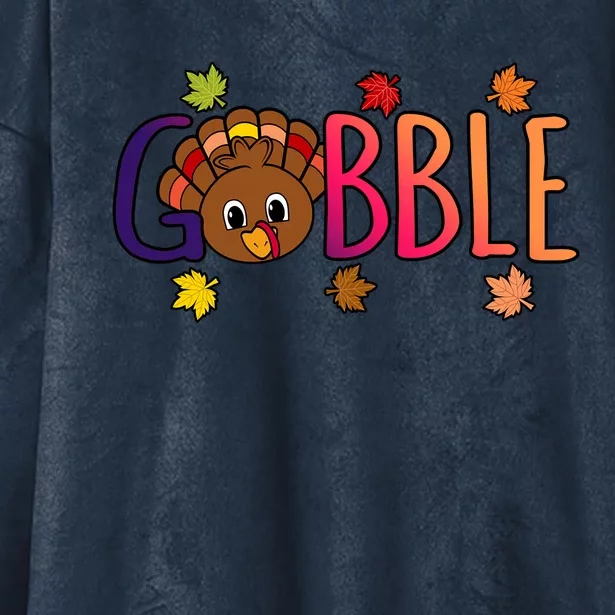 Gobble Funny Turkey Thanksgiving Family Graphic Gift Hooded Wearable Blanket