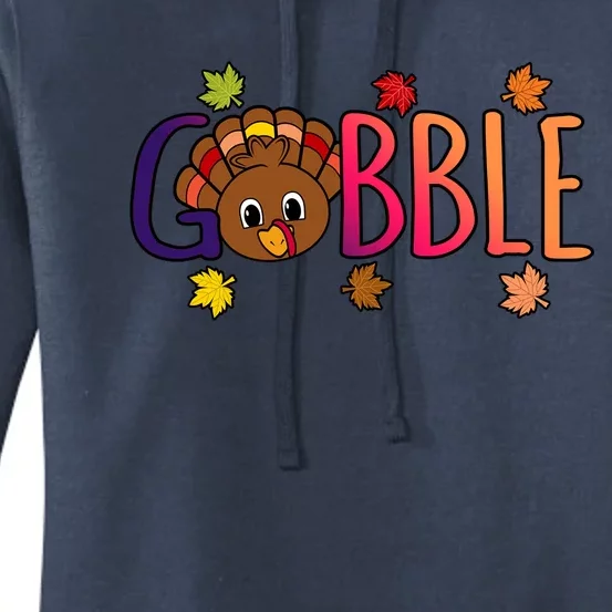 Gobble Funny Turkey Thanksgiving Family Graphic Gift Women's Pullover Hoodie