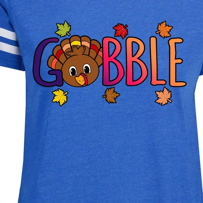 Gobble Funny Turkey Thanksgiving Family Graphic Gift Enza Ladies Jersey Football T-Shirt