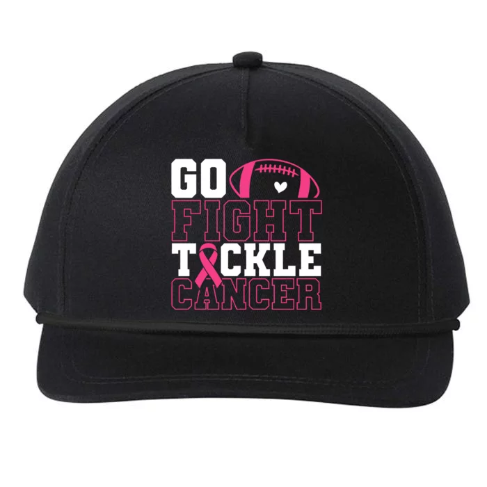 Go Fight Tackle Cancer Football Breast Cancer Awareness Snapback Five-Panel Rope Hat