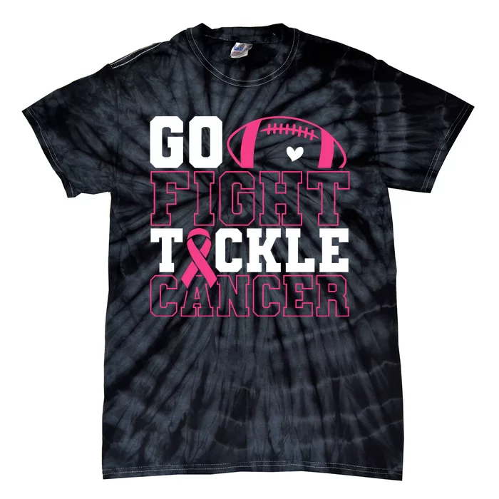 Go Fight Tackle Cancer Football Breast Cancer Awareness Tie-Dye T-Shirt