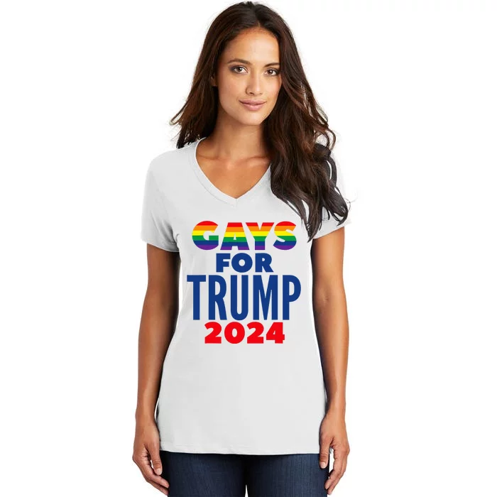 Gays For Trump 2024 Election Women's V-Neck T-Shirt