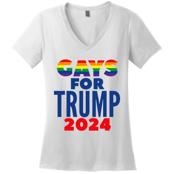 Gays For Trump 2024 Election Women's V-Neck T-Shirt