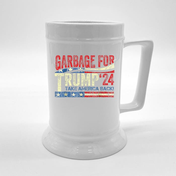 Garbage For Trump 2024 Funny Trump Supporter Front & Back Beer Stein