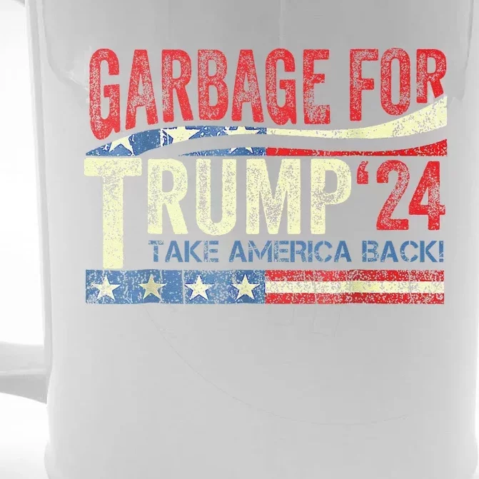 Garbage For Trump 2024 Funny Trump Supporter Front & Back Beer Stein