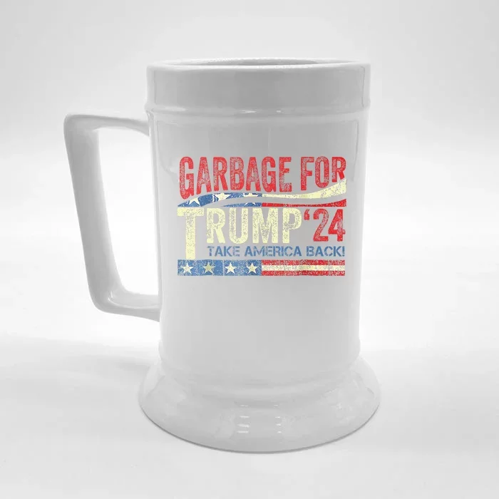 Garbage For Trump 2024 Funny Trump Supporter Front & Back Beer Stein