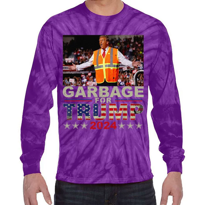 Garbage For Trump 2024 Trump Supporter Tie-Dye Long Sleeve Shirt