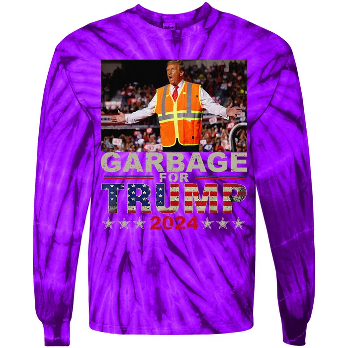 Garbage For Trump 2024 Trump Supporter Tie-Dye Long Sleeve Shirt