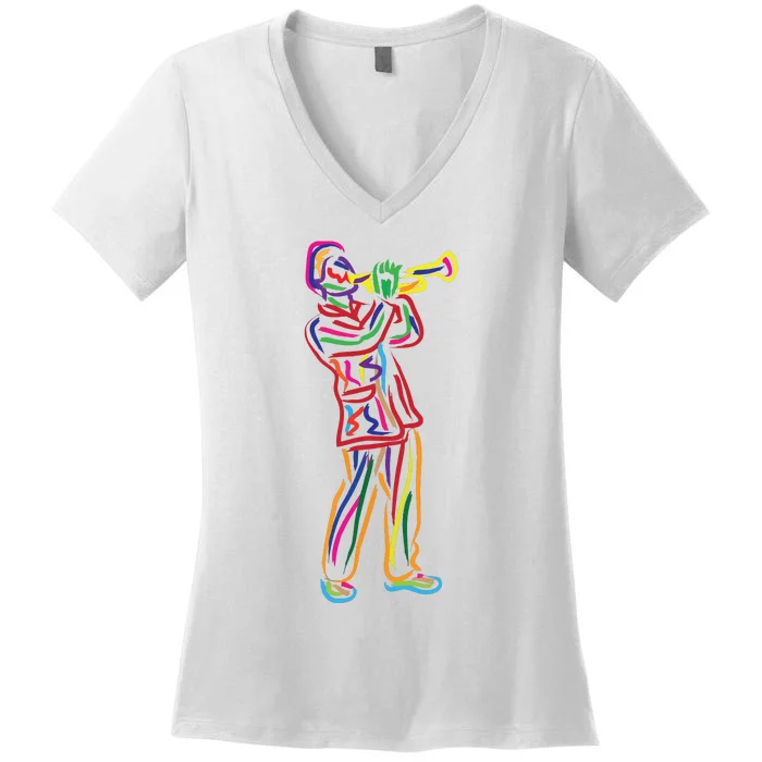 Gifts For Trumpeter Jazz Music Musician Trumpet Women's V-Neck T-Shirt