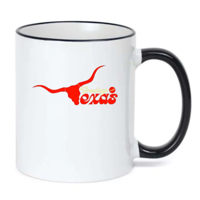 Greetings From Texas Longhorn Logo Black Color Changing Mug