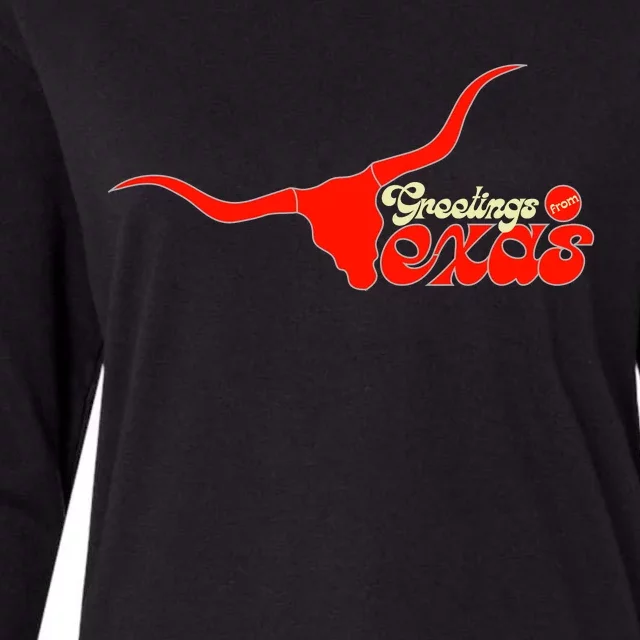 Greetings From Texas Longhorn Logo Womens Cotton Relaxed Long Sleeve T-Shirt