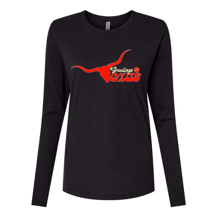 Greetings From Texas Longhorn Logo Womens Cotton Relaxed Long Sleeve T-Shirt