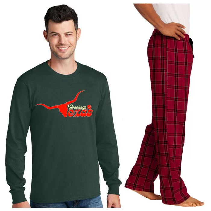 Greetings From Texas Longhorn Logo Long Sleeve Pajama Set