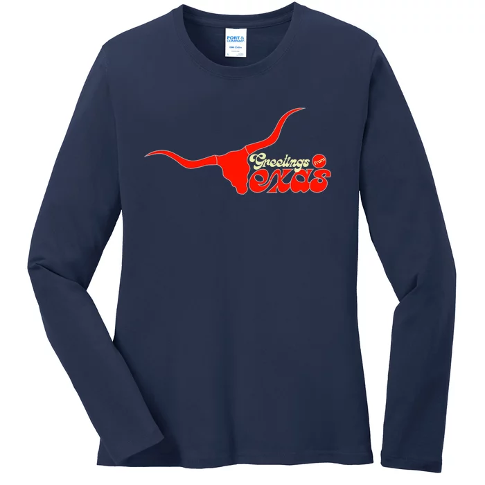 Greetings From Texas Longhorn Logo Ladies Long Sleeve Shirt