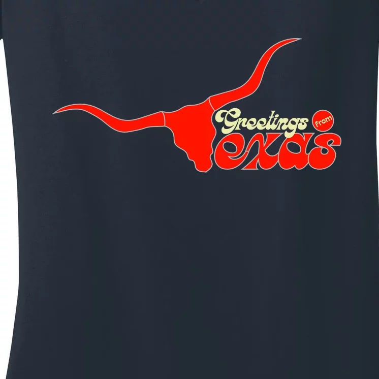 Greetings From Texas Longhorn Logo Women's V-Neck T-Shirt