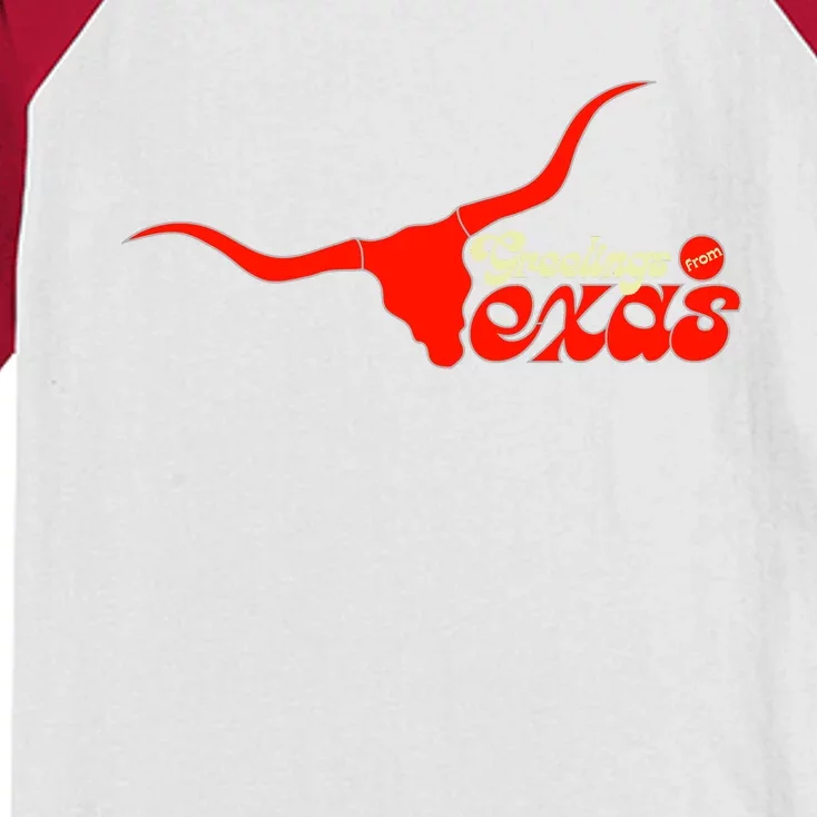 Greetings From Texas Longhorn Logo Kids Colorblock Raglan Jersey