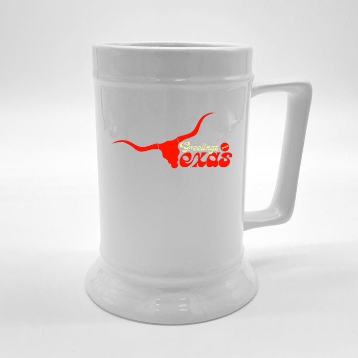 Greetings From Texas Longhorn Logo Front & Back Beer Stein