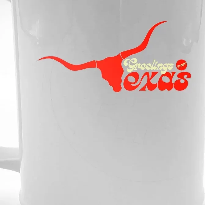 Greetings From Texas Longhorn Logo Front & Back Beer Stein