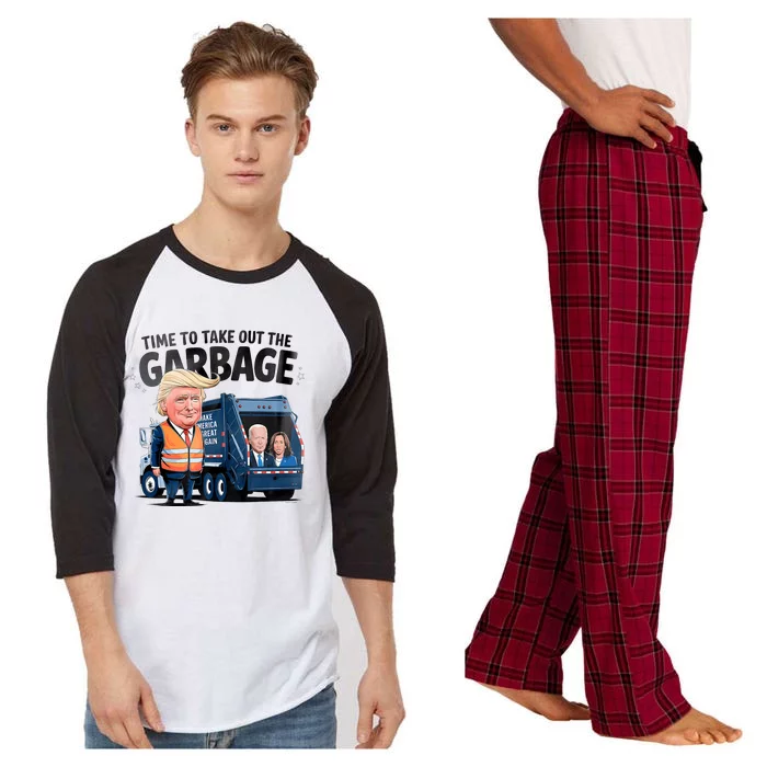 Garbage For Trump 2024 Funny Time To Take Out Garbage Biden Raglan Sleeve Pajama Set