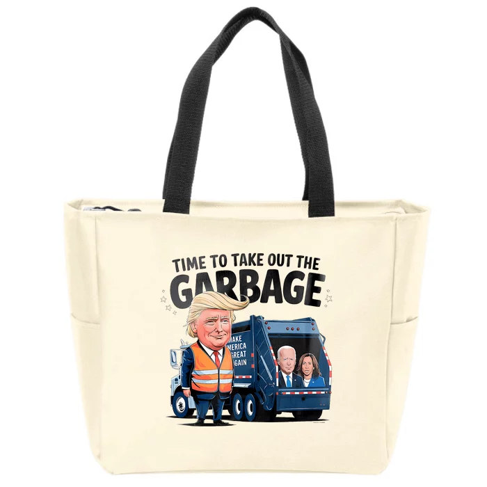 Garbage For Trump 2024 Funny Time To Take Out Garbage Biden Zip Tote Bag