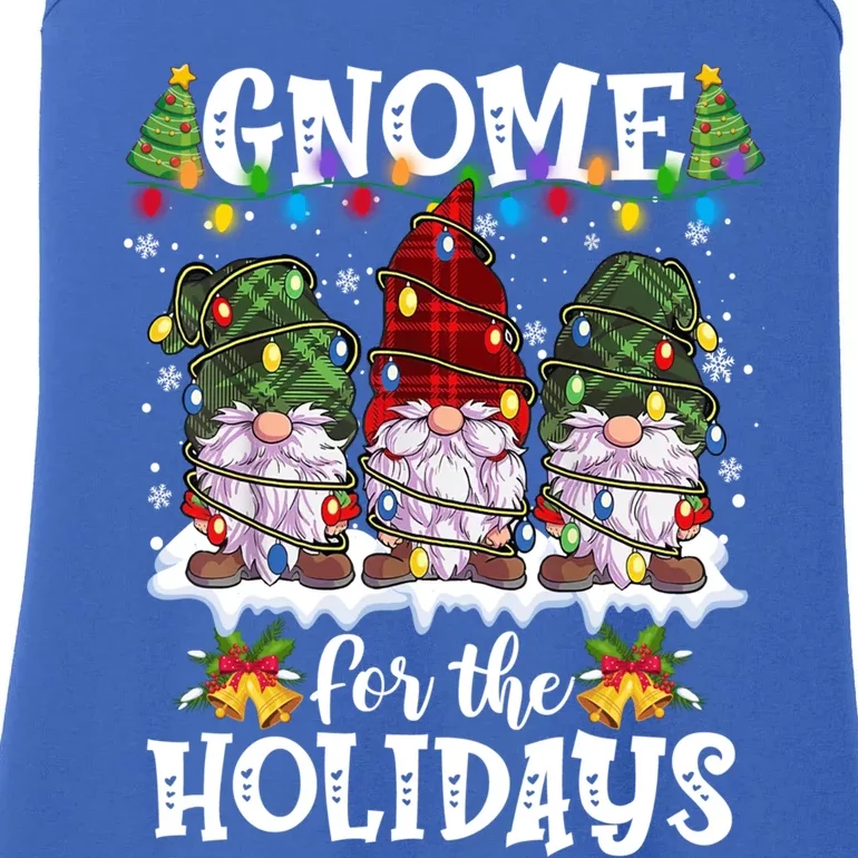 Gnome For The Holidays Red Green 3 Gnomes Christmas Xmas Gift Ladies Essential Tank