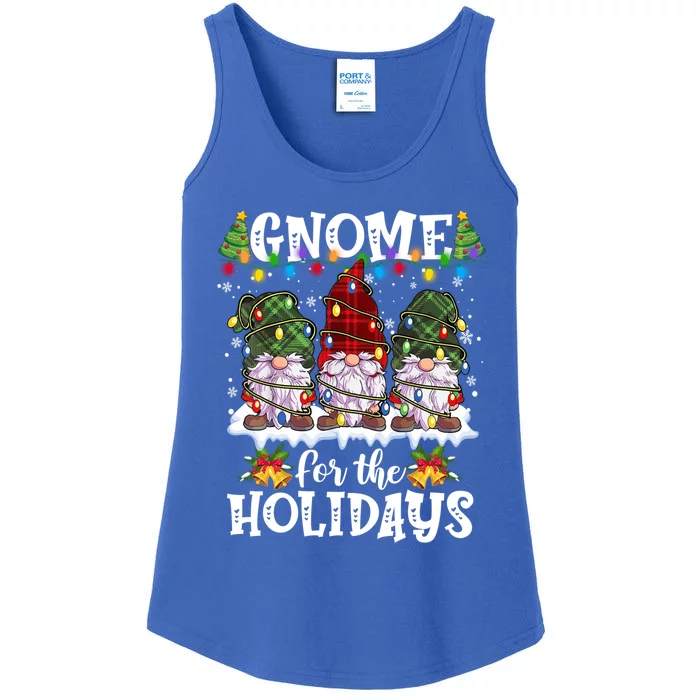 Gnome For The Holidays Red Green 3 Gnomes Christmas Xmas Gift Ladies Essential Tank