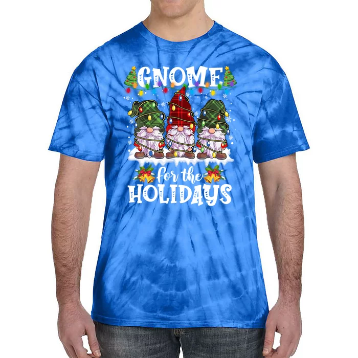 Gnome For The Holidays Red Green 3 Gnomes Christmas Xmas Gift Tie-Dye T-Shirt