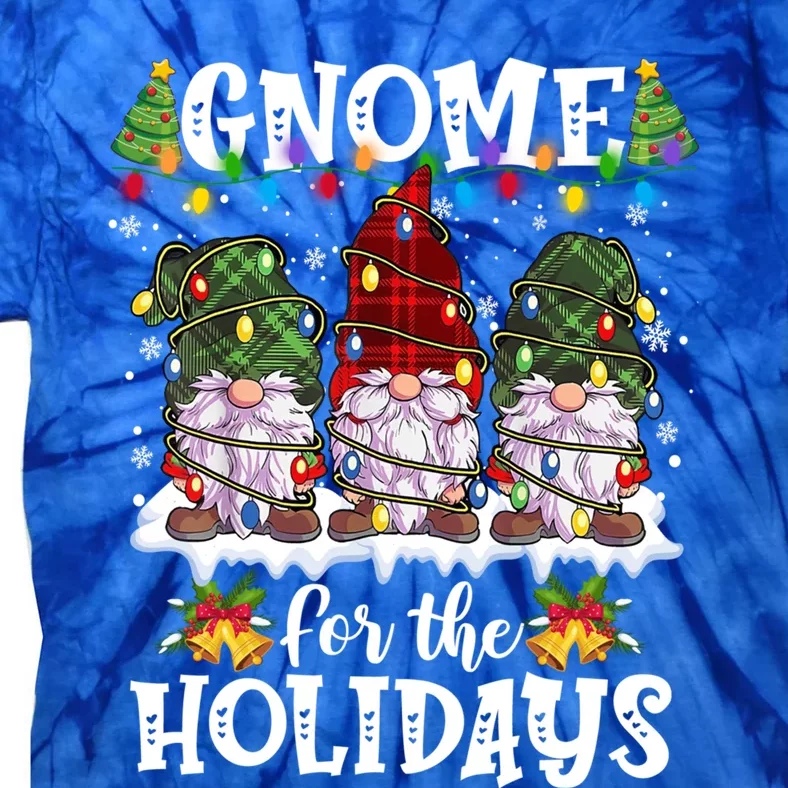 Gnome For The Holidays Red Green 3 Gnomes Christmas Xmas Gift Tie-Dye T-Shirt