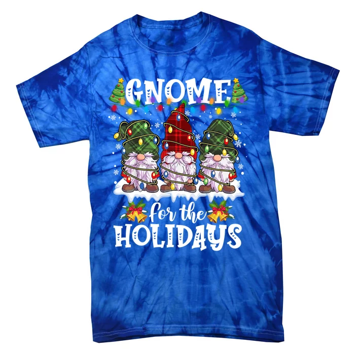 Gnome For The Holidays Red Green 3 Gnomes Christmas Xmas Gift Tie-Dye T-Shirt