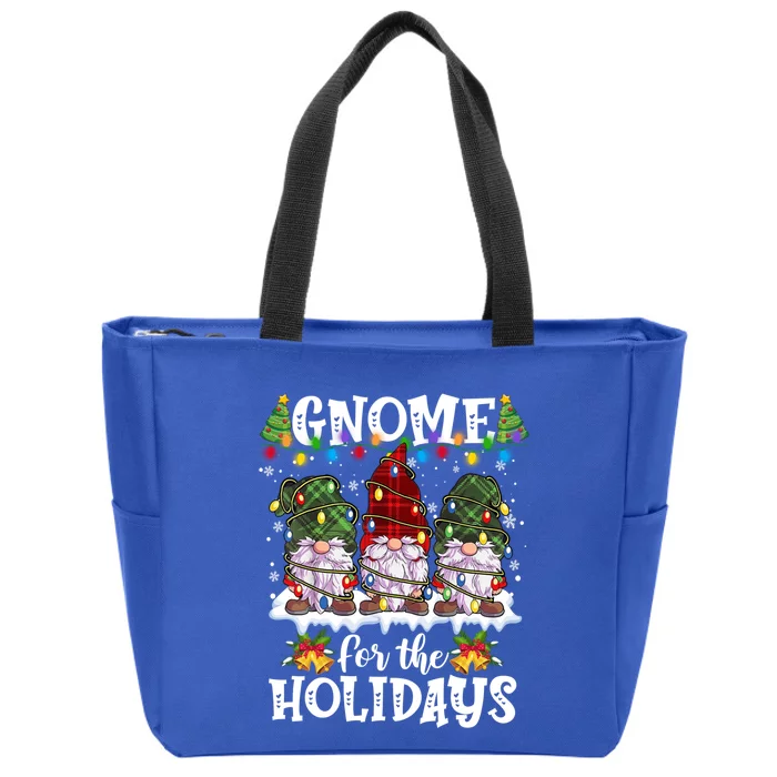 Gnome For The Holidays Red Green 3 Gnomes Christmas Xmas Gift Zip Tote Bag