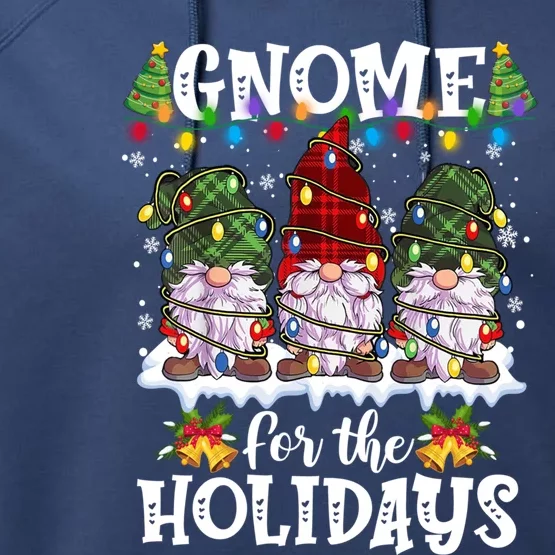 Gnome For The Holidays Red Green 3 Gnomes Christmas Xmas Gift Performance Fleece Hoodie