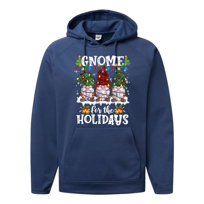 Gnome For The Holidays Red Green 3 Gnomes Christmas Xmas Gift Performance Fleece Hoodie