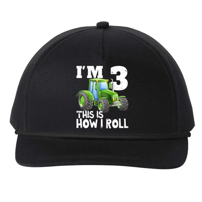 Green Farm Tractor 3rd Birthday Party Gifts 3 Year Old Snapback Five-Panel Rope Hat