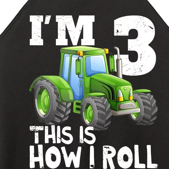 Green Farm Tractor 3rd Birthday Party Gifts 3 Year Old Women’s Perfect Tri Rocker Tank