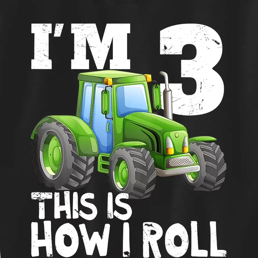 Green Farm Tractor 3rd Birthday Party Gifts 3 Year Old Kids Sweatshirt