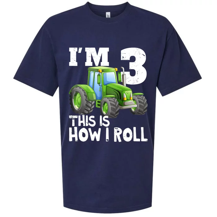 Green Farm Tractor 3rd Birthday Party Gifts 3 Year Old Sueded Cloud Jersey T-Shirt