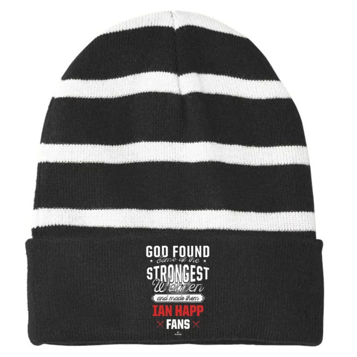 God Found The Strongest Ian Happ Fans Chicago Striped Beanie with Solid Band