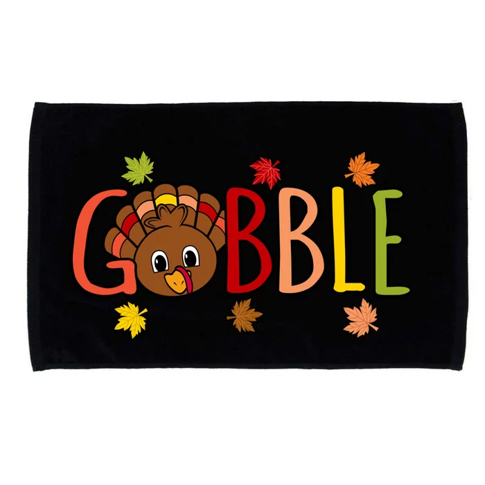 Gobble Funny Turkey Thanksgiving Family Graphic Gift Microfiber Hand Towel